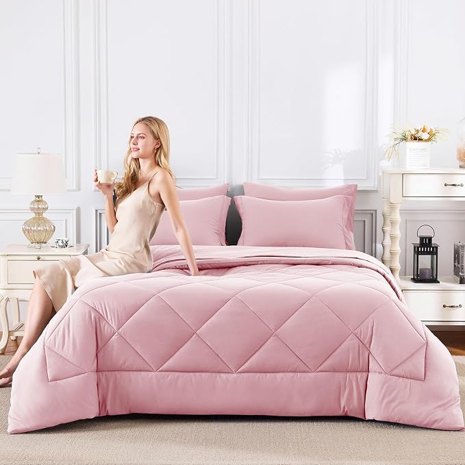 CozyLux King Size Comforter Sets Pink - Image 7