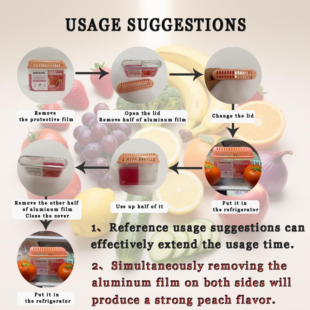 Fridge Deodorizer, Refrigerator Deodorizer More Effective Than Baking Soda, Natural Gel Refrigerator Odor Eliminator for Refrigerator Freezer and Freezer Compartments (2 Pcs/Peach Flavor)