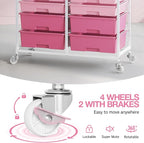 Rolling Storage Cart with 12 Drawers, Wooden Tabletop Utility Cart - Image 4