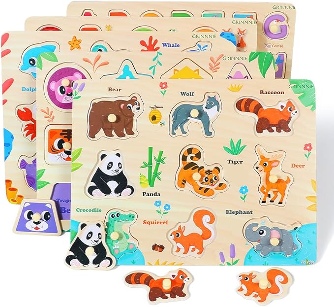 GRINNNIE Wooden Puzzles for Toddlers 3 4 5 Years Old, Montessori Toddler Toys - Image 3
