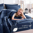 CozyLux Oversized King Comforter Sets Navy Blue, 7 Pieces Bed in a Bag - Image 5
