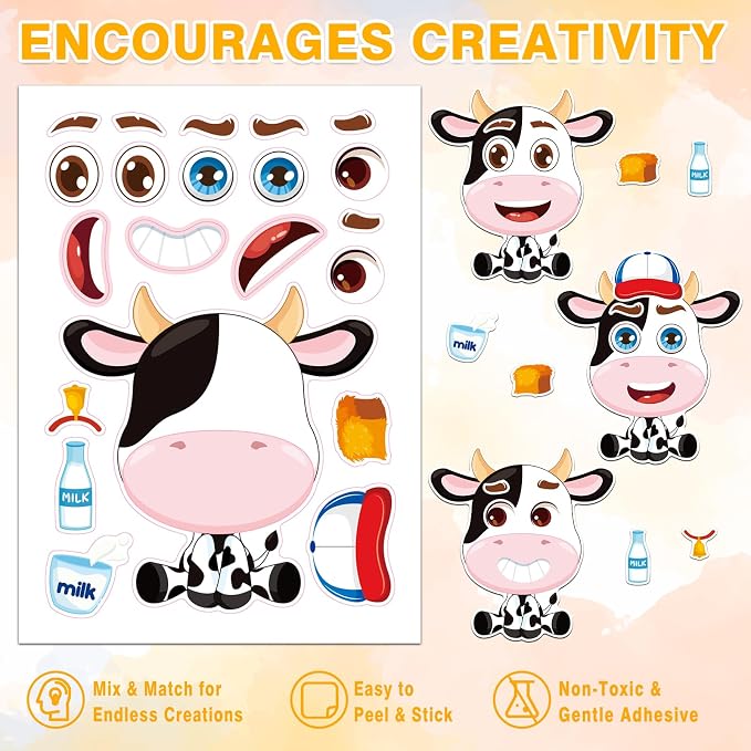 Aowplc 48 Pcs Make-a-Face Sticker Sheets - Image 4