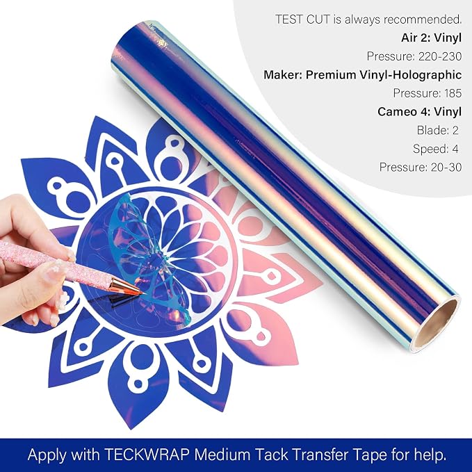 TECKWRAP Holographic Chrome Vinyl 12" x 60", Hyacinth Blue- Permanent Adhesive - Image 2