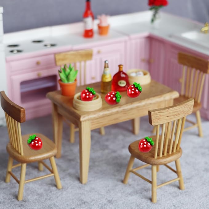 60 Pieces Tiny Strawberry for Dollhouse Miniatures Resin Food for Crafts Mini - Image 5