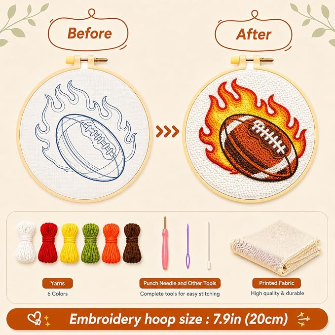 ZMYORAH American Football Punch Needle Kit - Image 4
