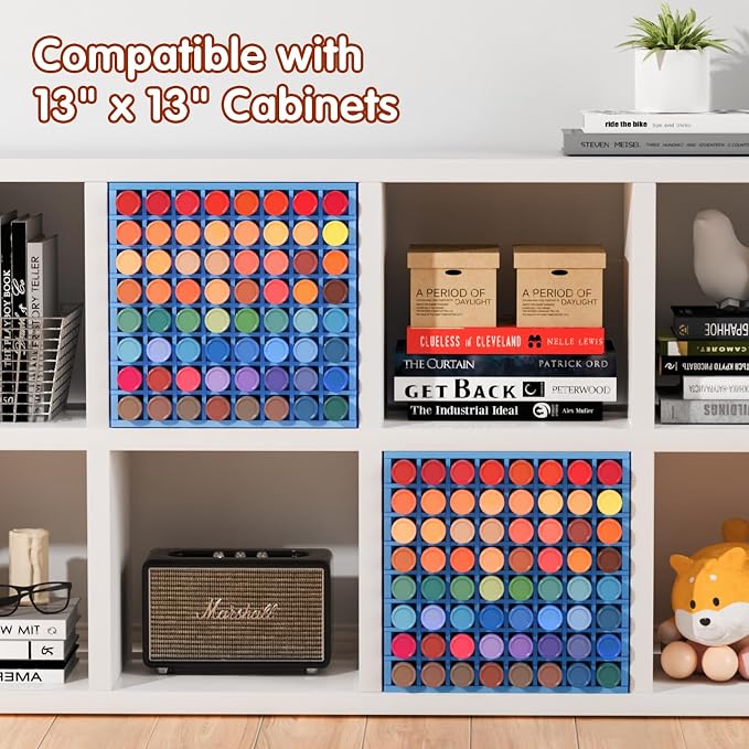 Krafetto 2 Pack 64 Grids Paint Organizer Storage Rack, Wall-mountable Craft - Image 6