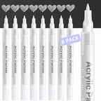 AKARUED White Marker Paint Pen: 8 Pack Acrylic Fine Tip White Paint Marker | by AKARUED
