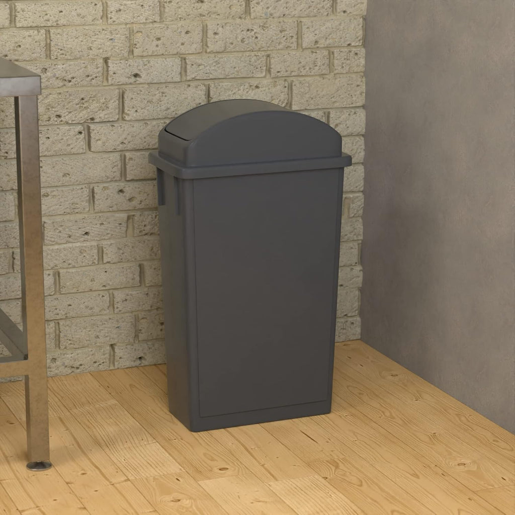 23 Gallon Gray Slim Jim Trash Can with Swing Top Lid