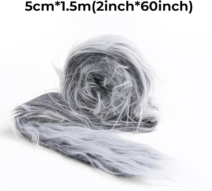 Shaggy Plush Faux Fur Fabric Precut Strips Frost Gray Fur Fluffy Fuzzy Craft Fur - Image 2