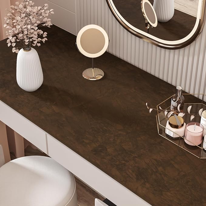 CHIHUT Brown Velvet Wallpaper Peel and Stick Self Adhesive Felt Drawer Liner - Image 3