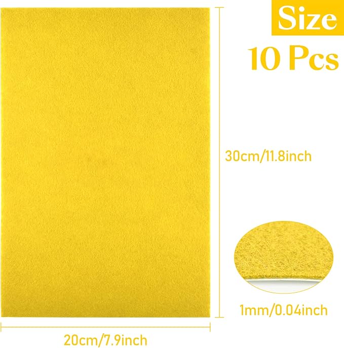 CHRORINE 10 Pcs Felt Fabric Sheets Self Adhesive Felt Sheets 8 x 12 Inches Felt - Image 2