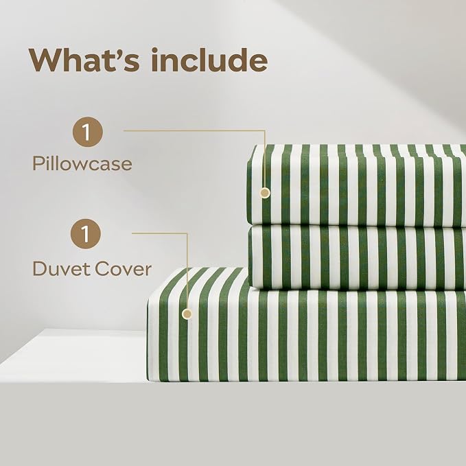 JELLYMONI 100% Natural Cotton 2pcs Striped Duvet Cover Sets, - Image 8