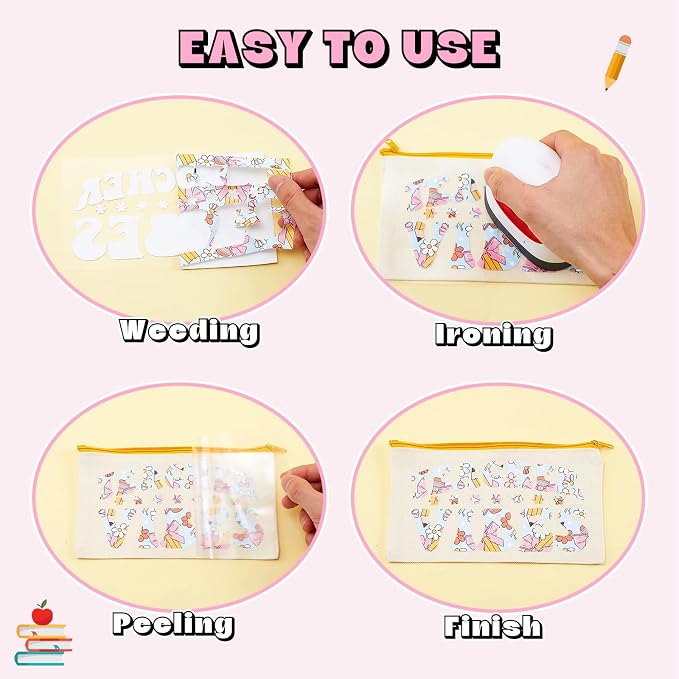 Tintnut Teacher Heat Transfer Vinyl, 12 Sheets 12"x10" Iron on Vinyl | School - Image 3