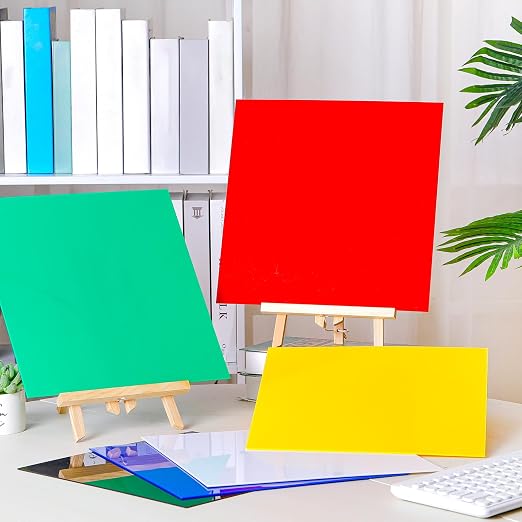 Outus 6 Pieces Colored Acrylic Sheet White 12 x 12 Inch Colorful Clear Sheet - Image 5
