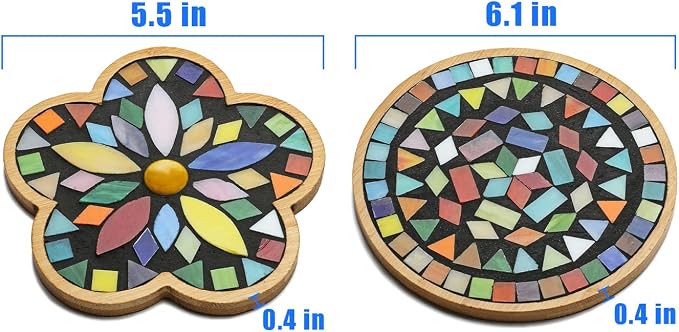 Lanyani 2 Sets of DIY Mosaic Craft Kits Mosaic Tiles Coaster Kit Make Your Own - Image 4