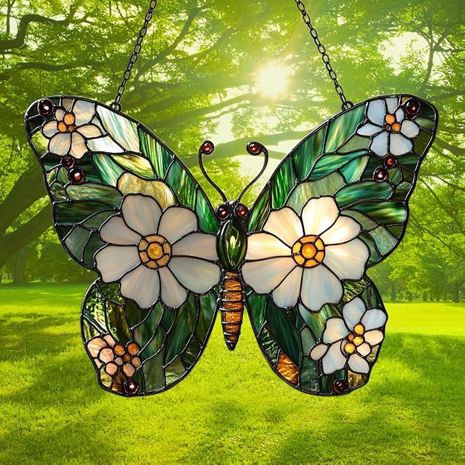 Daisy Fresh Butterfly Acrylic Suncatcher Stained Glass Effect Window Car - Image 3