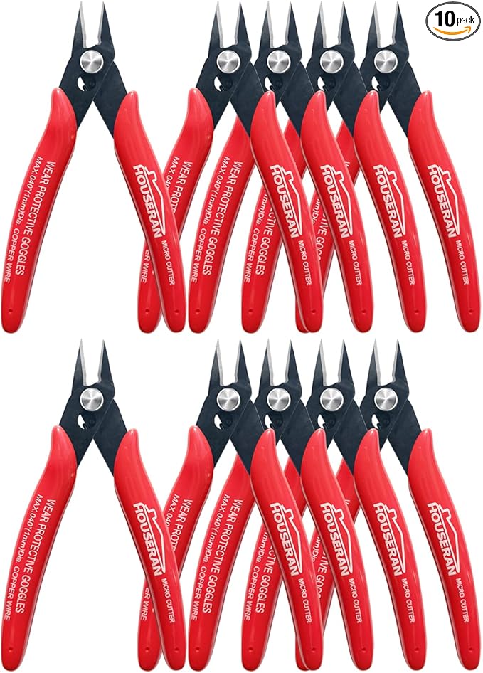 170 Wire Cutters, 10 PACK, 5 Inch Micro Flush Cutter, Small Wire Cutters Spring by HOUSERAN