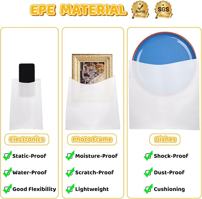 302 Pcs Packing Moving Foam Pouches & Sheets, 5 Sizes Cushion Foam Wrap Pouches - Image 3