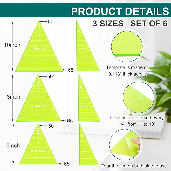 Kigley 3 Set Tall Triangle Rulers - Image 2