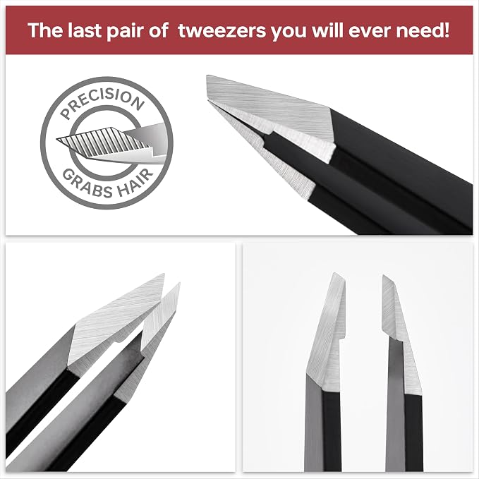 Tweezers for Women Facial Hair, Precision Slant Eyebrow Tweezers, Sharp Plucker - Image 3