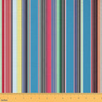 Mexican Serape Turquoise Fabric by The Yard, Watercolor Colorful Stripes by CastleFairy