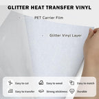 TUMIYA White Glitter Heat Transfer Vinyl HTV Roll - Image 3