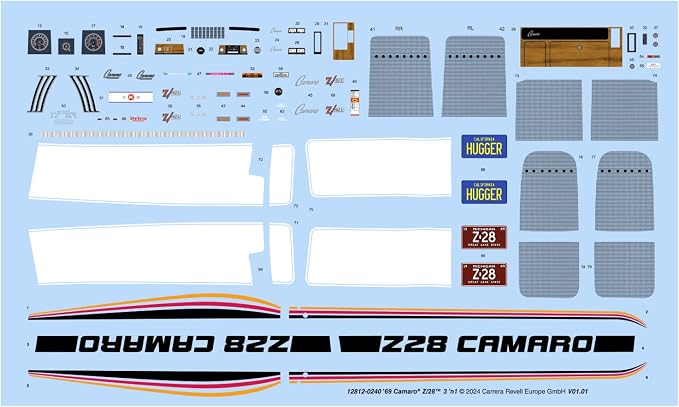 Revell 12812 1969 Chevy Camaro Z/28 1:12 Scale 175-Piece Skill Level 5 Model - Image 9