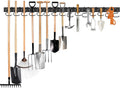 51 Inch Garden Tool Organizer Wall Mount with Non Slip Rubber Coated Metal Hooks, Storage Rack for Indoor/Outdoor Shovel, Rake, Mop and Broom Holder Wall Mount （ 15 Hooks+15 Holders