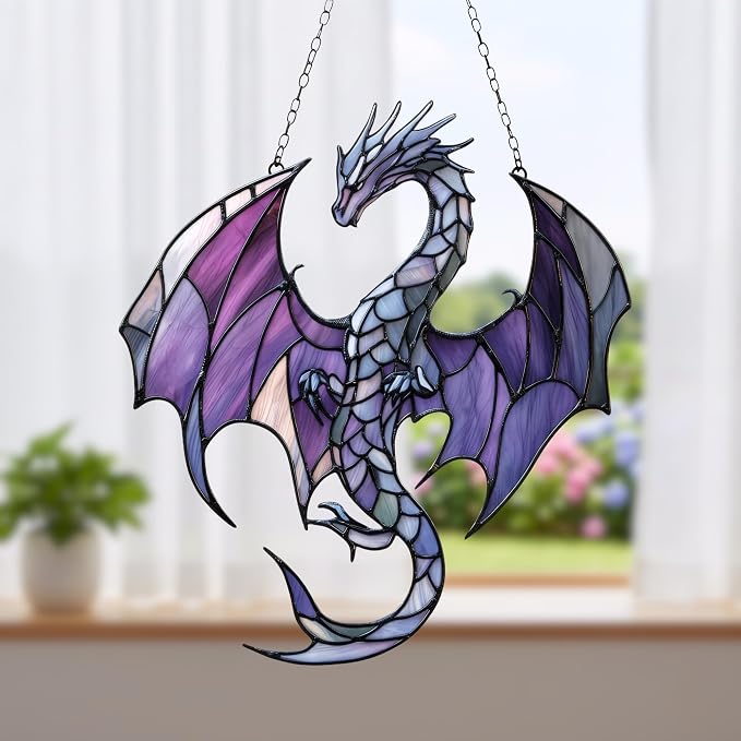 Elegant Purple Dragon Acrylic Suncatcher - Image 3