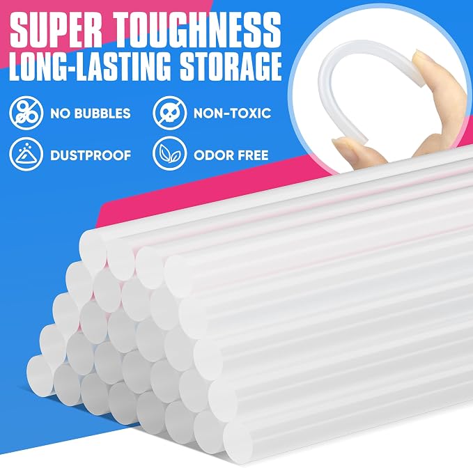 EZUVITA 50-Pack Full Size Hot Glue Sticks, 0.43” Dia x 6” Long | Clear - Image 6