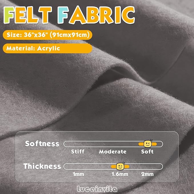Dark Grey 36" X 36" Felt Fabric Sheet - Image 2