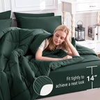 CozyLux Queen Comforter Set Forest Green, 7 Pieces Bed in a Bag, All Season - Image 5