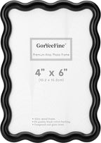 4x6'' Black Heavy Duty Photo Frame, Unique Wave Design High-End Zinc Alloy by GorYeeFine