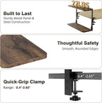 2-Tier Desk Extender, 22-inch Clamp-On Desk Shelf, Height-Adjustable Desktop - Image 5