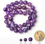 60pcs Smooth Natural Purple Agate Beads，6mm Dragon Vein Gemstone Round Loose - Image 2