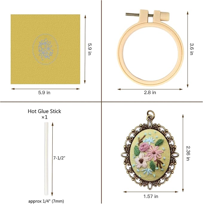 ZOCONE 4 Packs Embroidery Necklace Kits, Embroidery Pendant Kit Mini Cross - Image 3