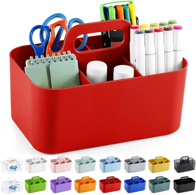Multiuse Caddy Organizer with Handle, Portable Divided Plastic Tote Bin - Image 8