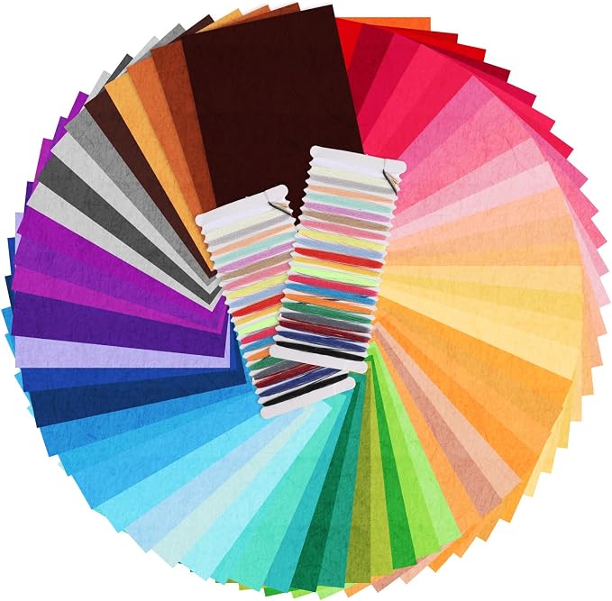 60pcs 15" × 12" 2mm Thick Soft Felt Fabric Sheet 60 Assorted Dark Series Colors by WYLIGHTINGLEVEL