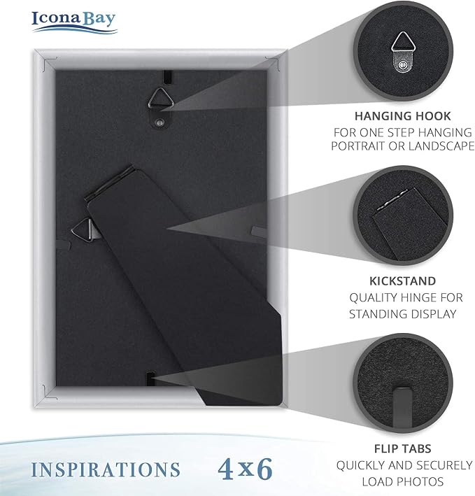 Icona Bay 4x6 Picture Frames, 6 Pack, Contemporary, Inspirations | These Icona - Image 4