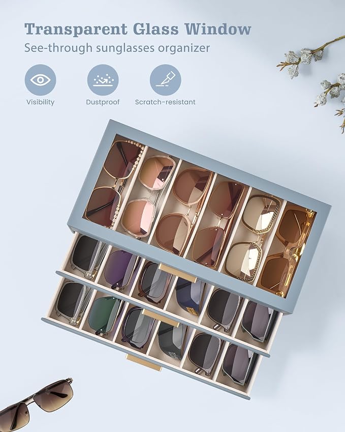 Lolalet Sunglasses Storage Box for Women, Eyewear Eye Glass Organizer - Image 4