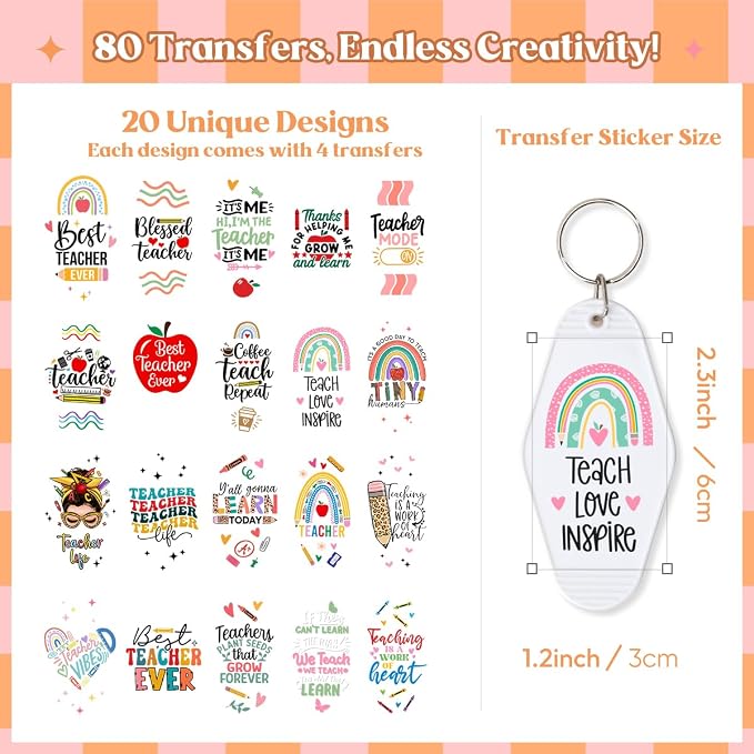 Kaciola Studio Teacher UV DTF Wrap Stickers-80PCS School Theme UV DTF Stickers - Image 2