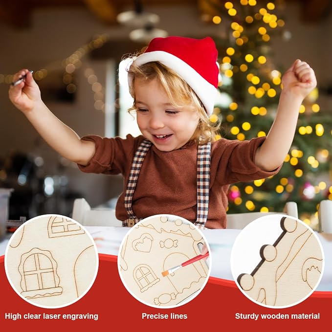 COCHIE Wooden Christmas Ornaments to Paint - Image 3