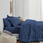 Love's cabin Full Comforter Set Dark Blue, 7 Pieces Full Bed in a Bag, All - Image 3
