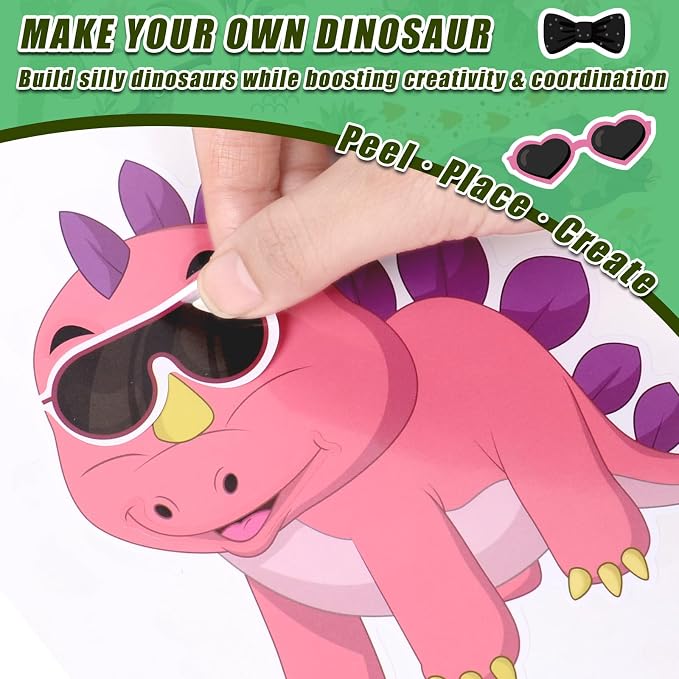 42 Sheets Create Funny Dinosaur Stickers, Make a Face Stickers - Image 4