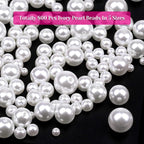Pearl Beads, Anezus 800pcs Ivory Pearl Craft Beads Loose Pearls - Image 3