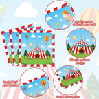 200pcs Circus Party Plates Napkins Forks Carnival Themed Party Tableware Set - Image 3