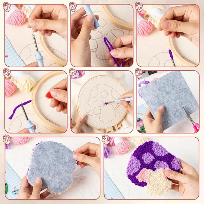 Avtytsda 6PCS Punch Needle Coaster Kit, Easy Punch Needle DIY Embroidery Set - Image 4