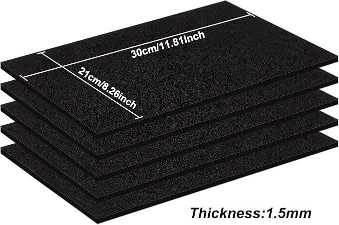 BENECREAT 6PCS Self Adhesive Backed Foam Sheet 12x8 Inch Black Nonslip EVA Foam - Image 2