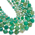 42pcs Natural Green Striped Agate Stone Beads by Yochus