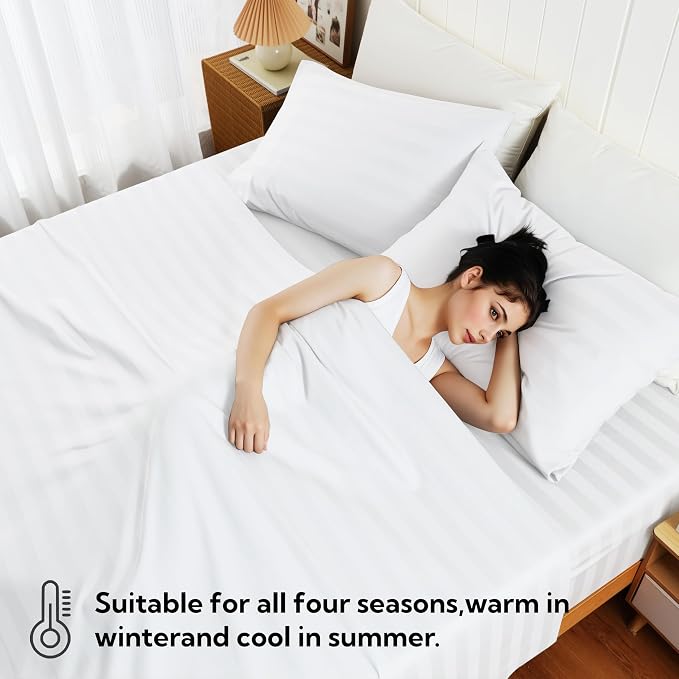 Cotton Flat Sheets Only, 600 TC 100% Cotton Flat Sheet Top Sheet Only, Cal King - Image 7